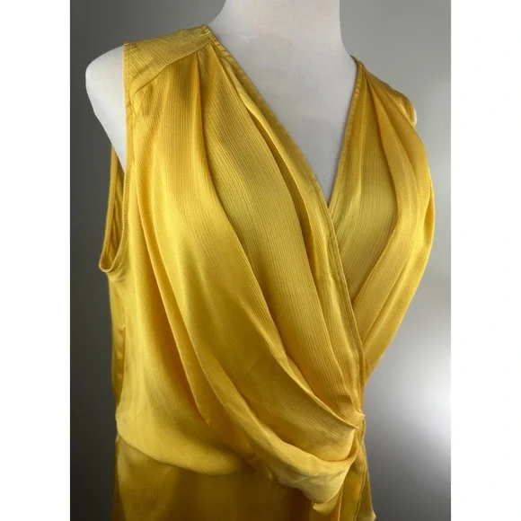 NWT Melissa McCarthy Seven7 Drape Faux Wrap Sleeveless Satin Blouse Plus Size 2X - Picture 6 of 15